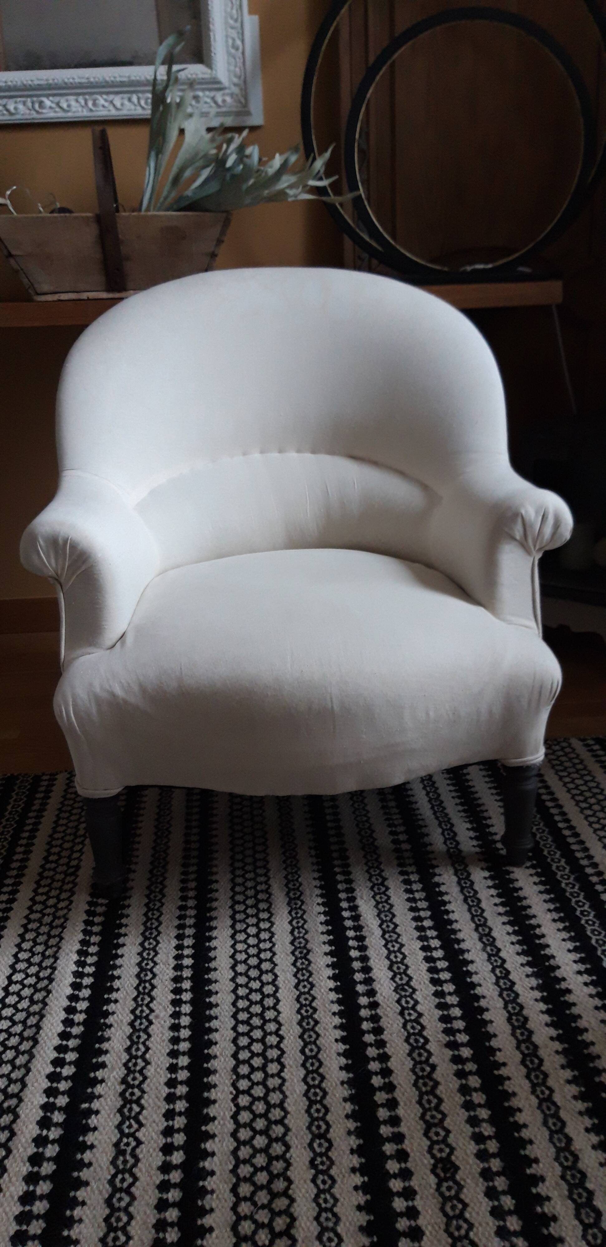 Pair of washed hemp canvas armchairs