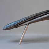 Chaise longue scandinave en cuir noir, 1980