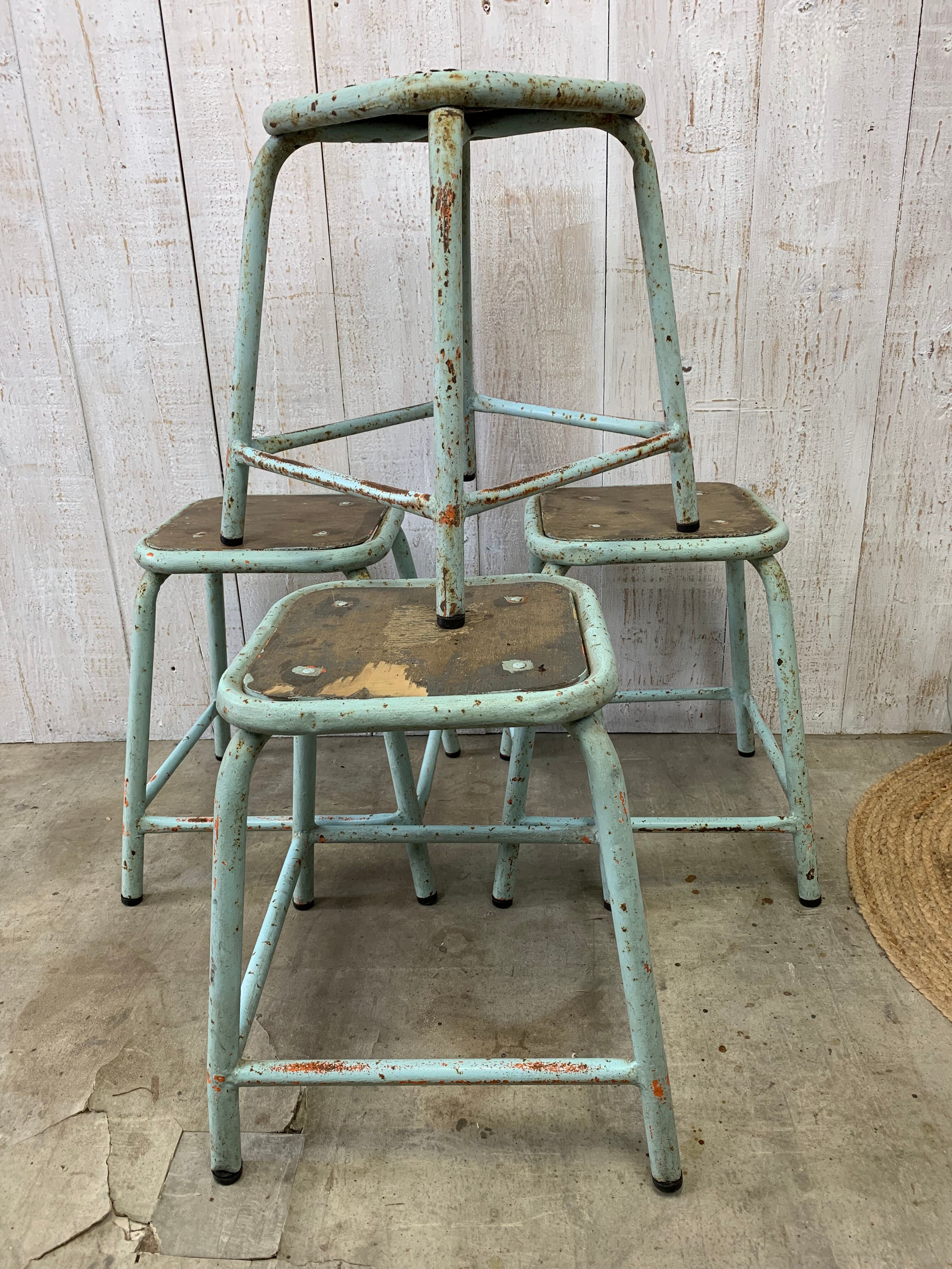 Series of 4 vintage stools