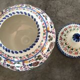 Jar, candy dish in enamelled ceramic with hand-painted decoration by p.arzobispo