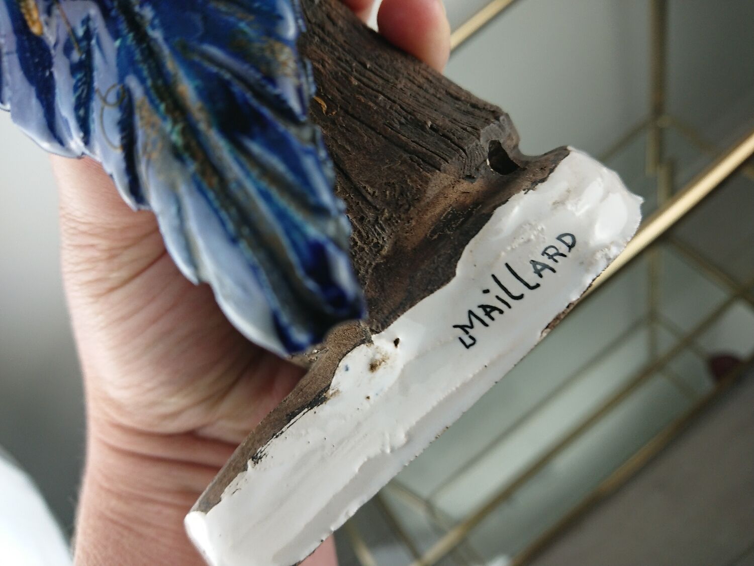 Glazed ceramic parakeet signed Maillard