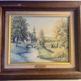 Vintage West German art print by Franz Josef Noha “Autumn Landscape” signed