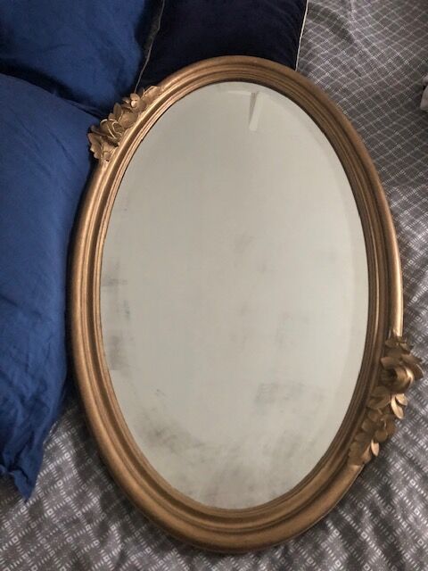 Old golden oval mirror 79x48cm