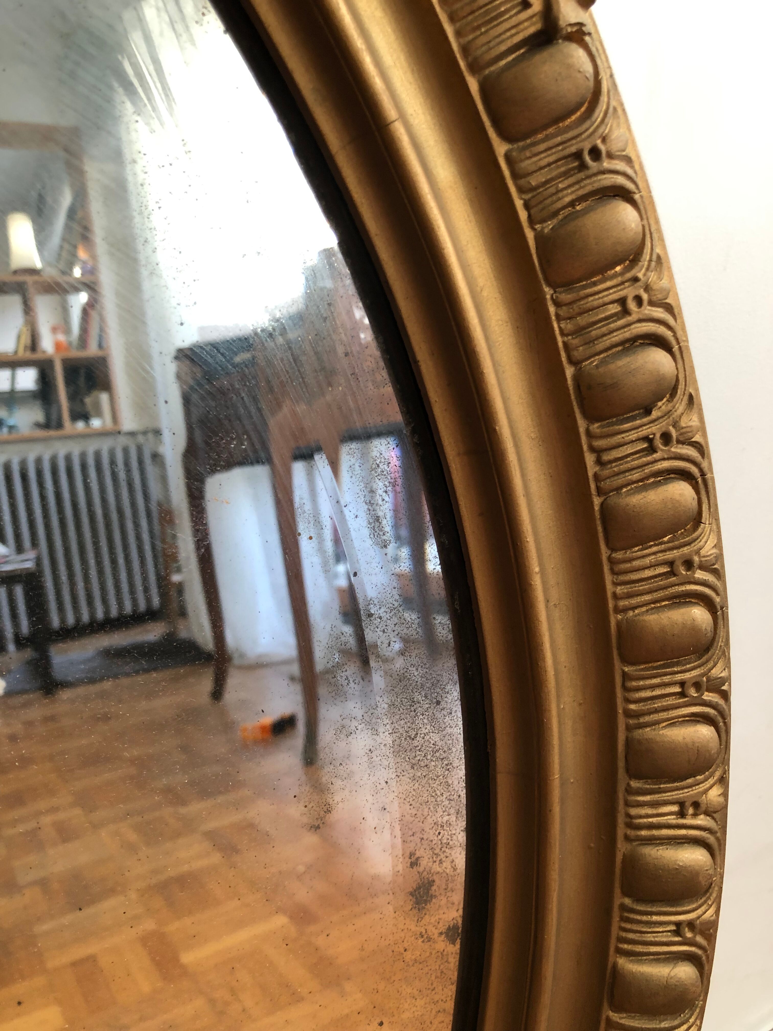 Oval mirror with pediment, 100x70 cm