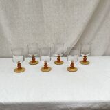 Set of six stemmed glasses stamped France size: height -14cm- diameter -7cm-