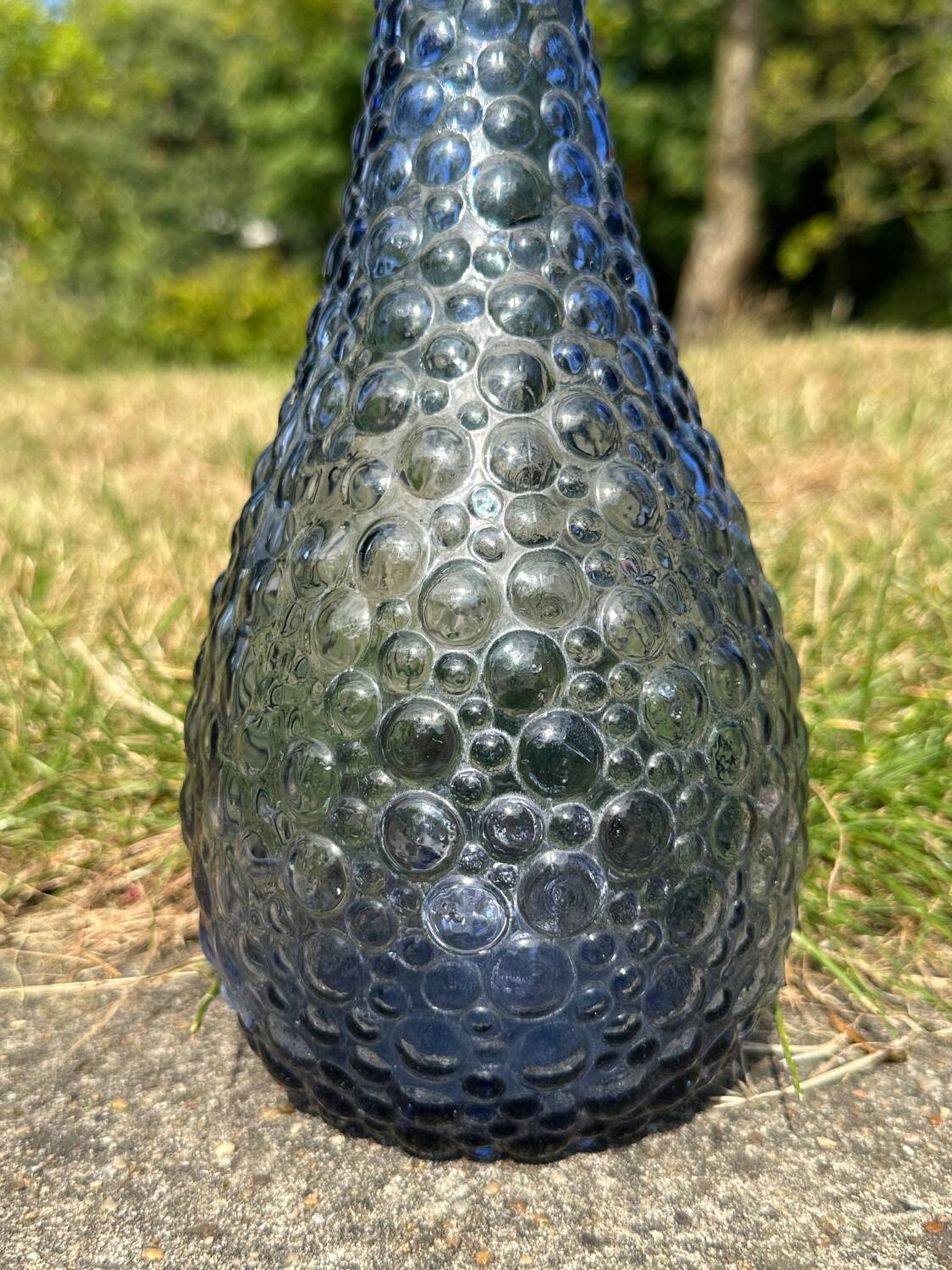 Carafe empoli violet mauve petits bulles hobnail