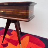 1950s half-moon tripod bedside table