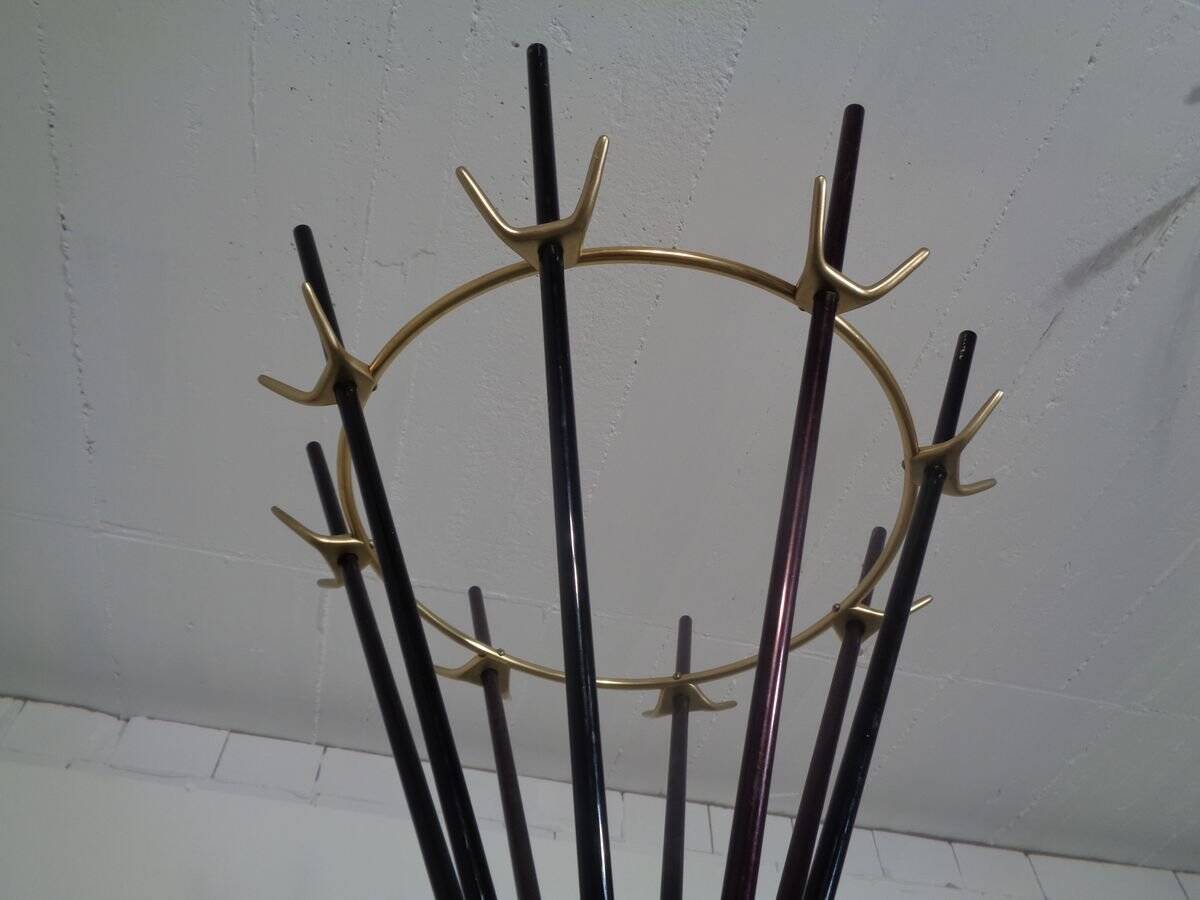Italian copper and steel tubular coat rack, 1950s