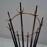 Italian copper and steel tubular coat rack, 1950s
