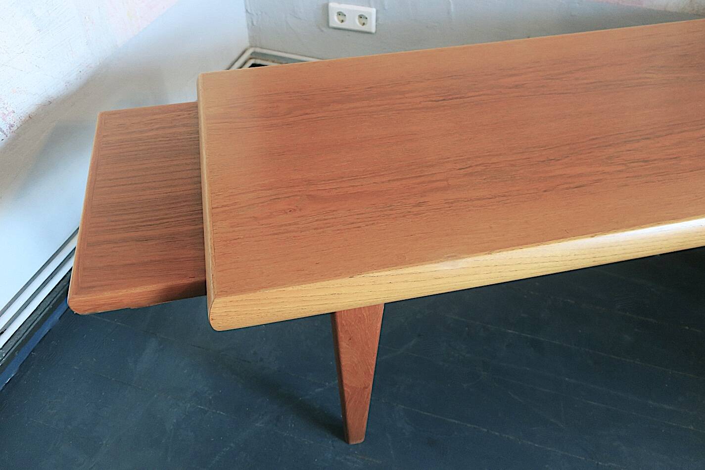 Teak coffee tables and tray by Johannes Andersen for Trioh, Denmark 1960s