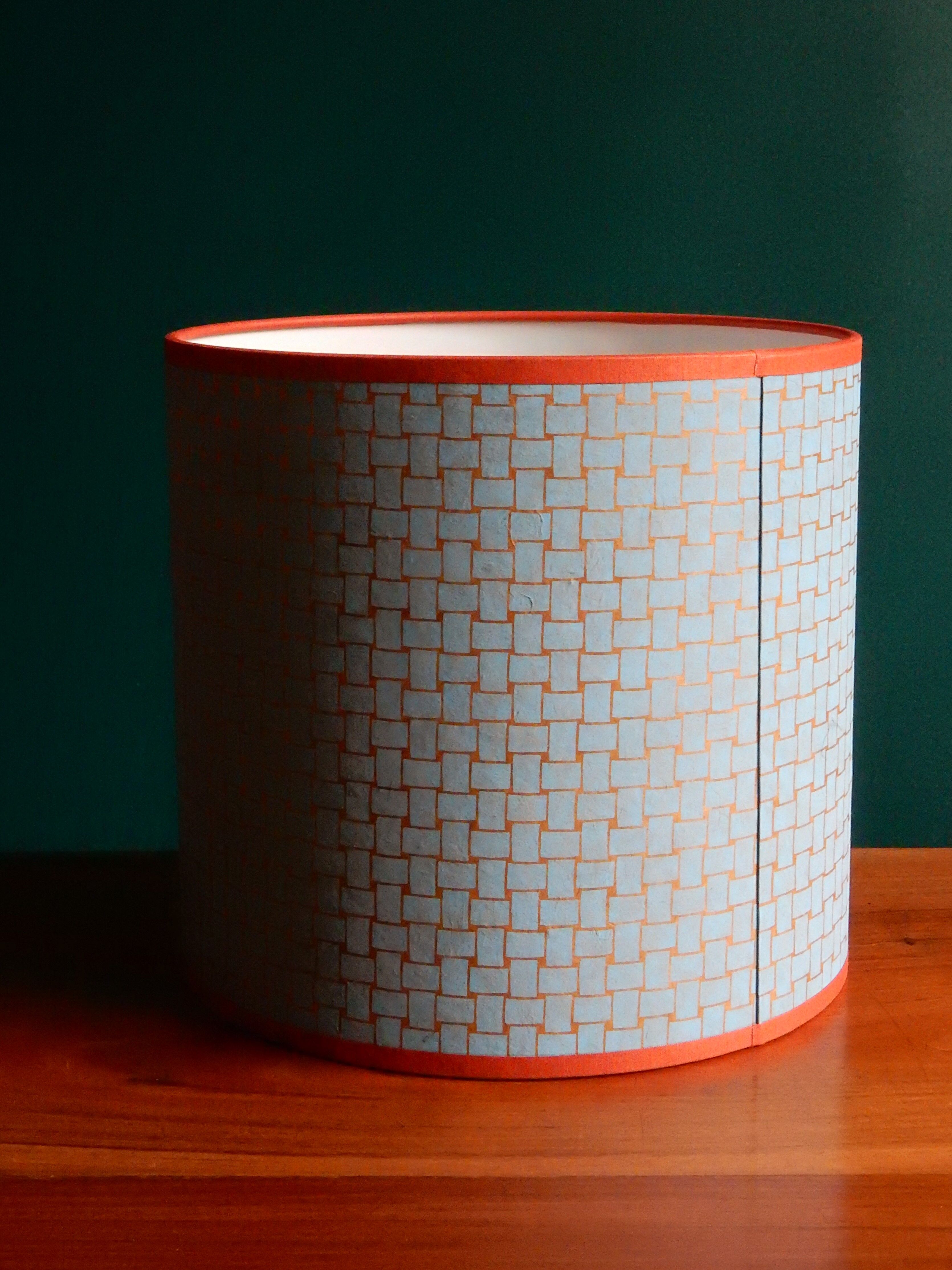 Nepalese blue and orange paper lampshade