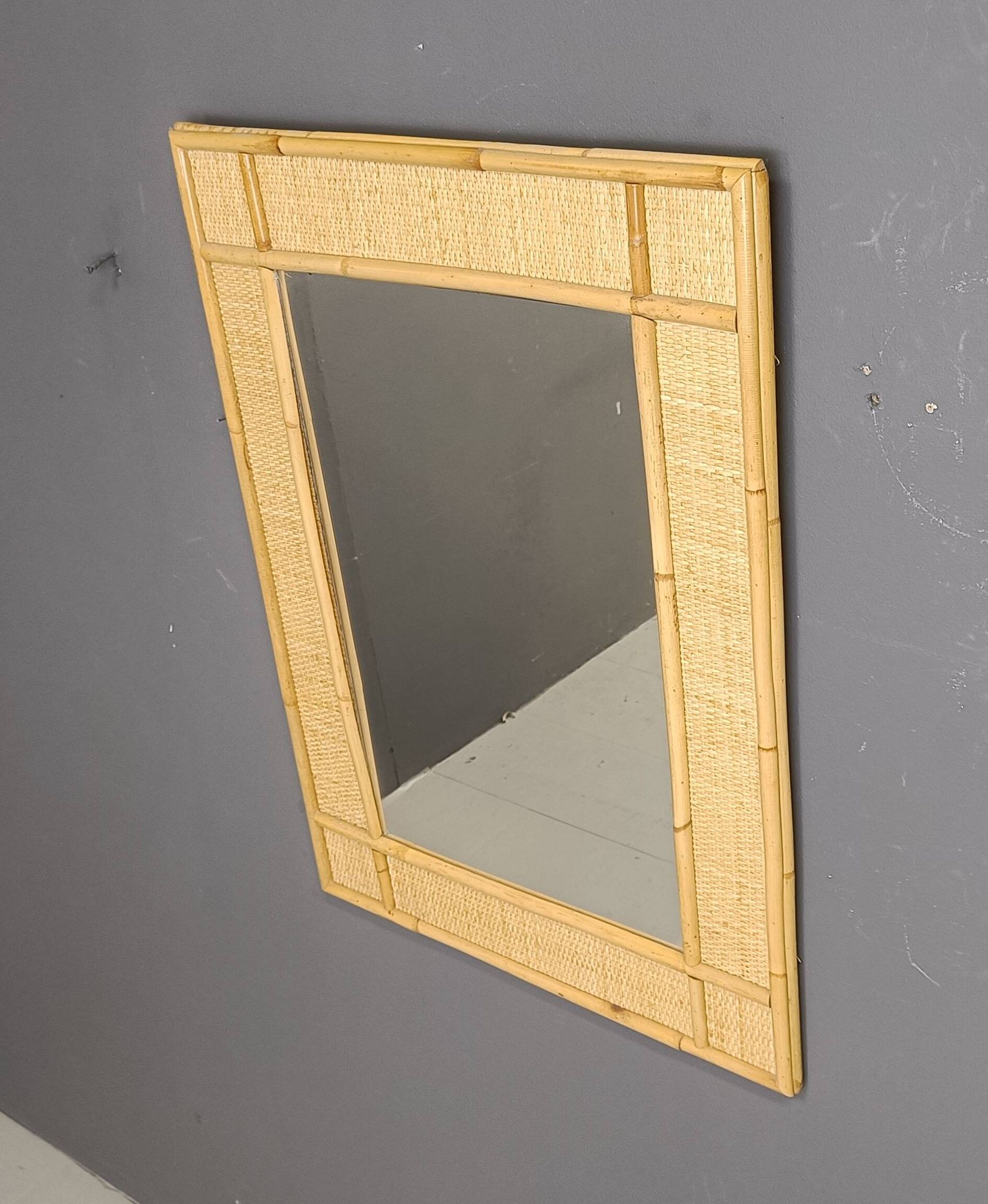 Mid century bamboo mirror by Dal Vera, 1960s