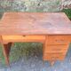Bureau de secrétaire vintage en chêne pieds compas.