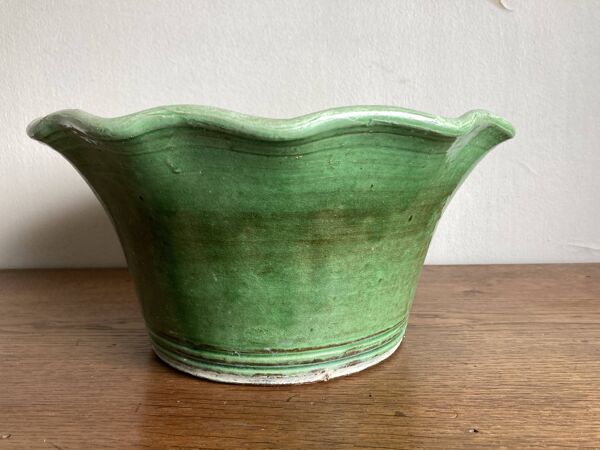 Jardinière ondulée cache pot XL en terre vernissée Provence