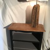 Oak, black and gray bookcase