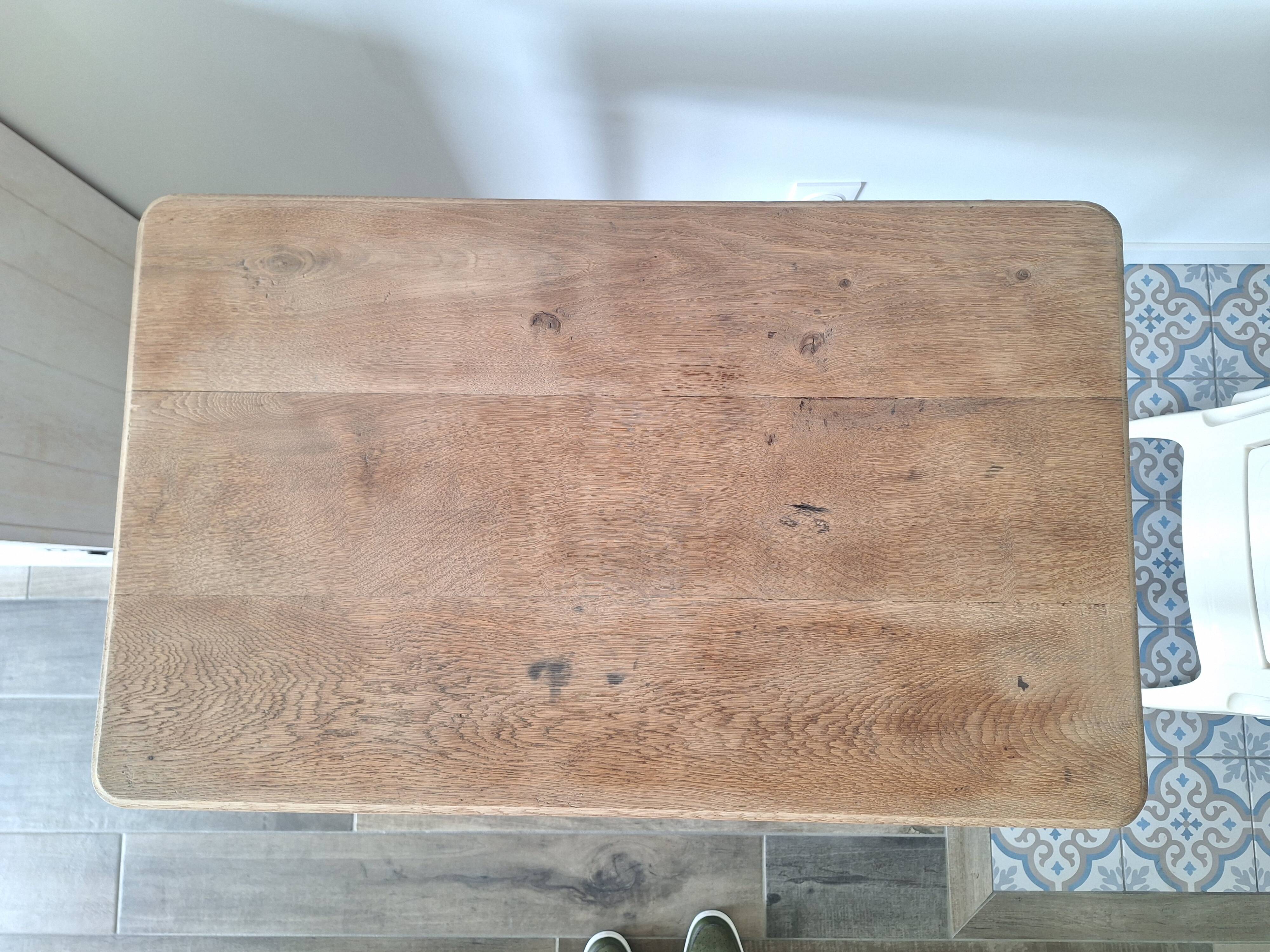 Farmhouse desk / console / side table in solid oak, country style.