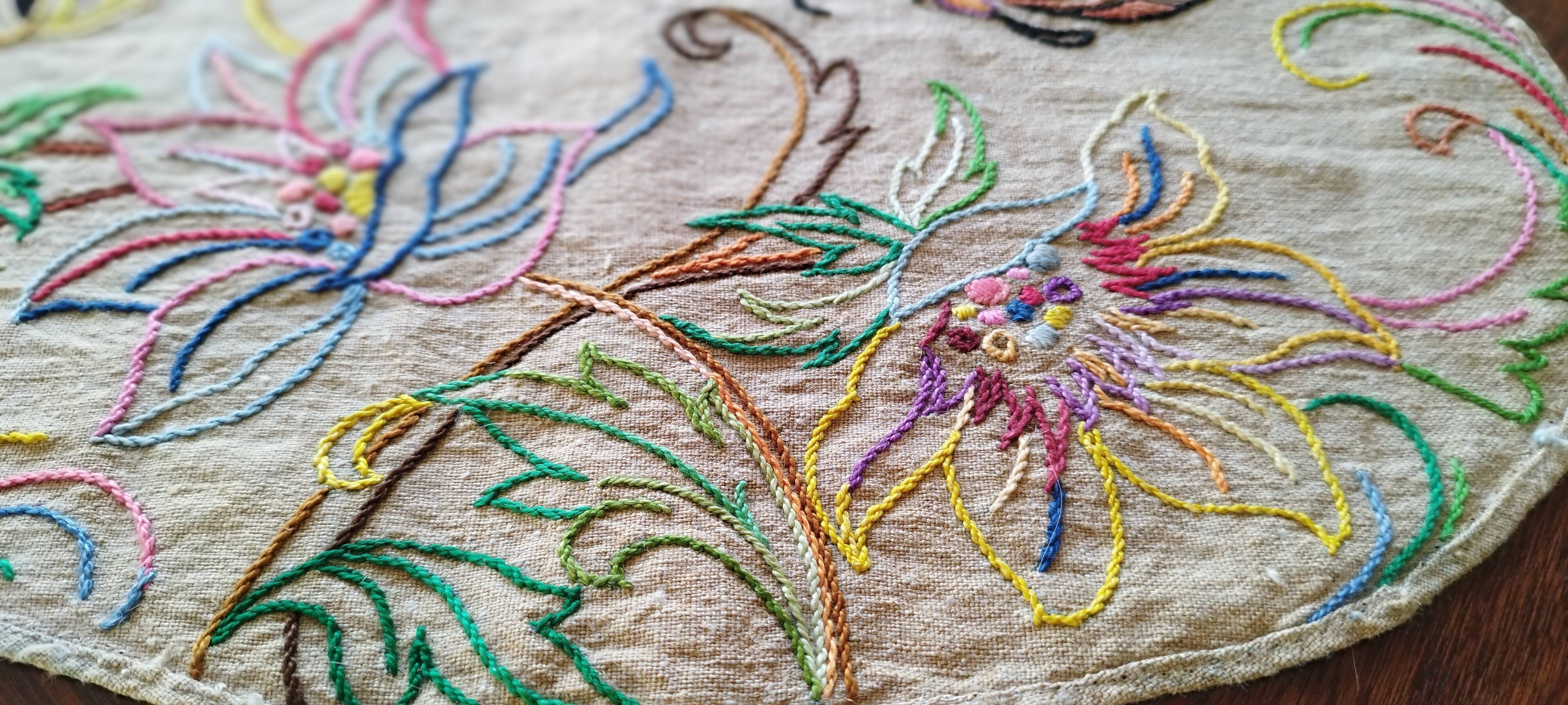 Antique embroidered placemat
