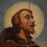 Tableau religieux huile sur toile Saint Roch du XXème siècle