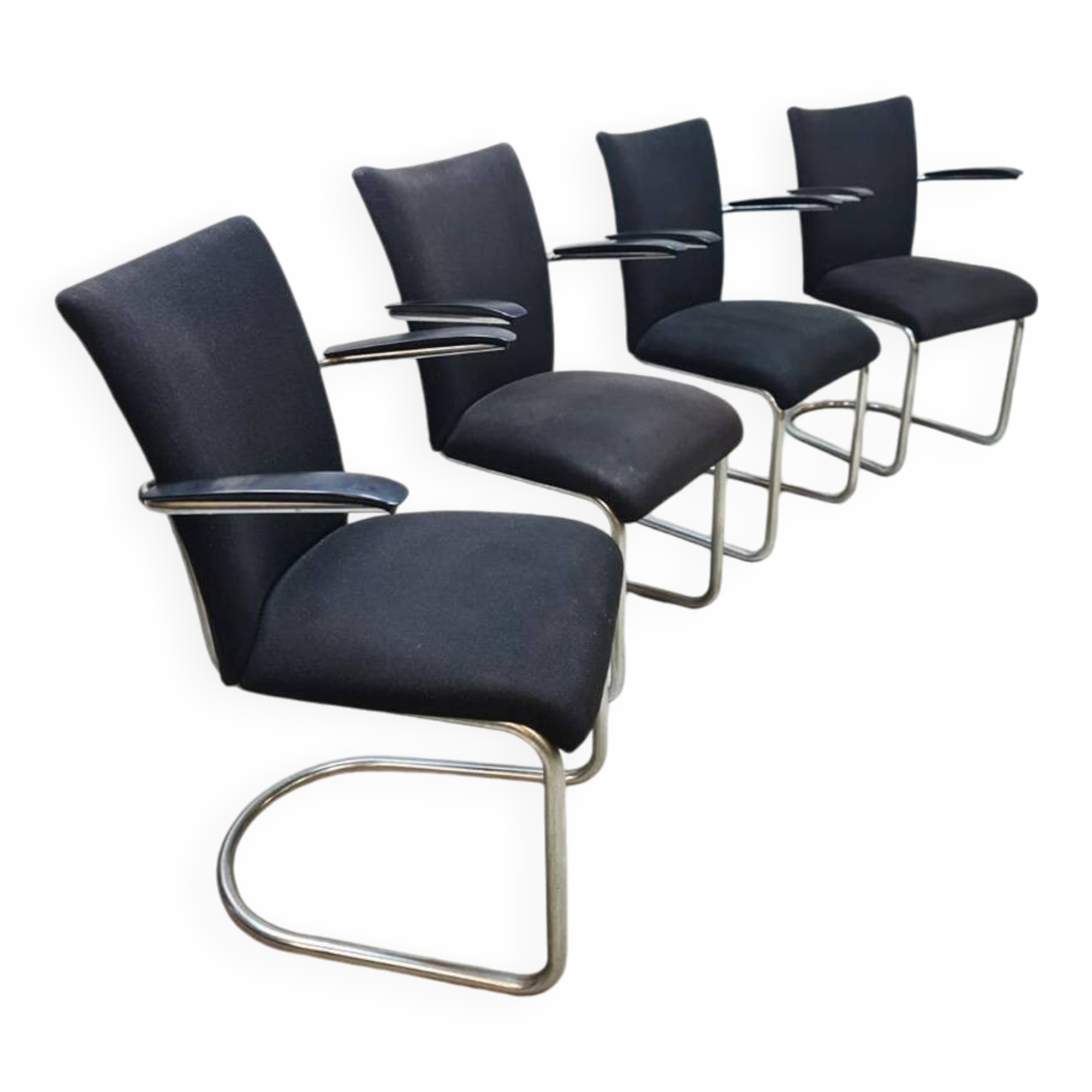 Vintage Dutch design de Wit dinner tubular armchairs