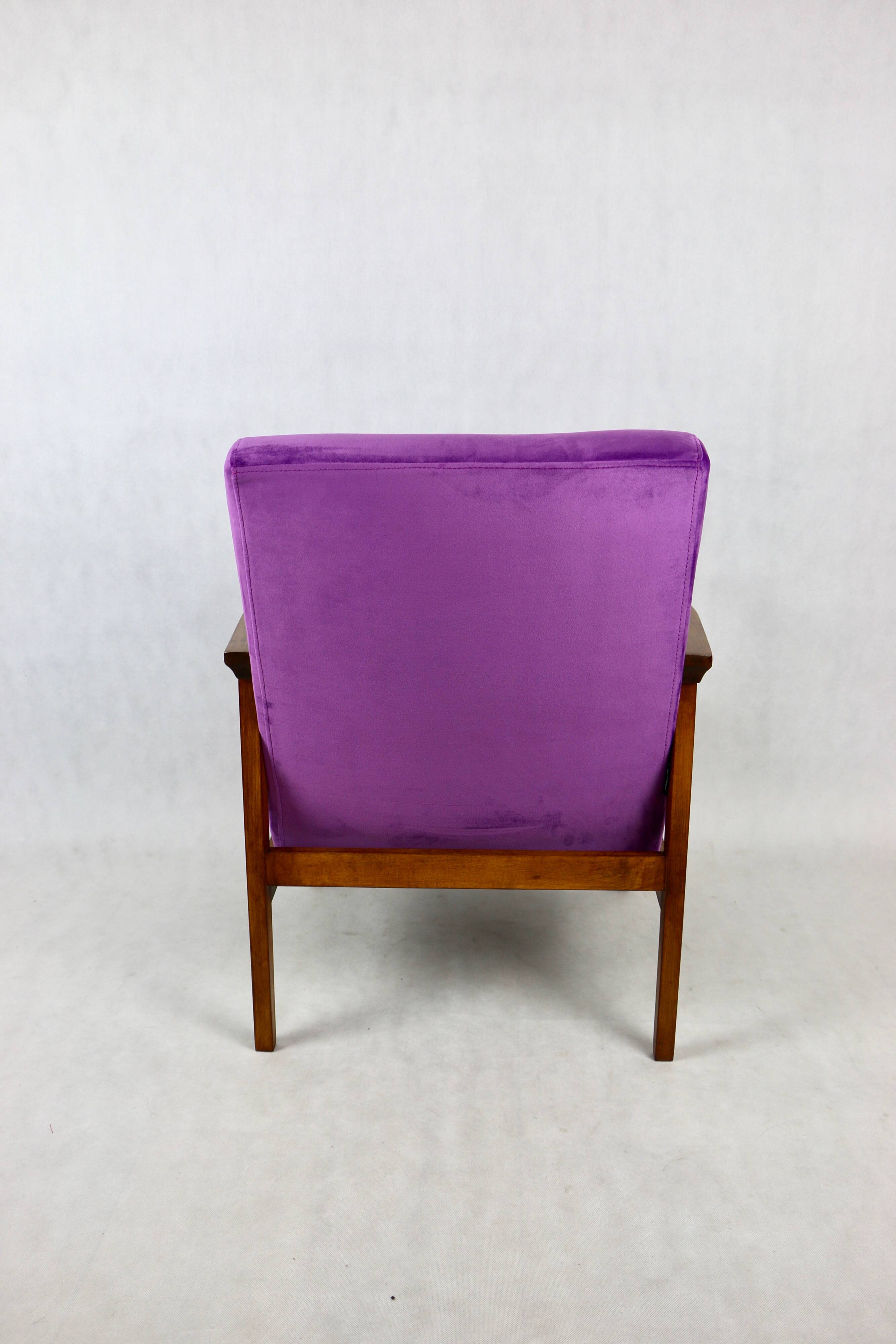 Vintage Violet Velvet Lounge Chair, 1970s