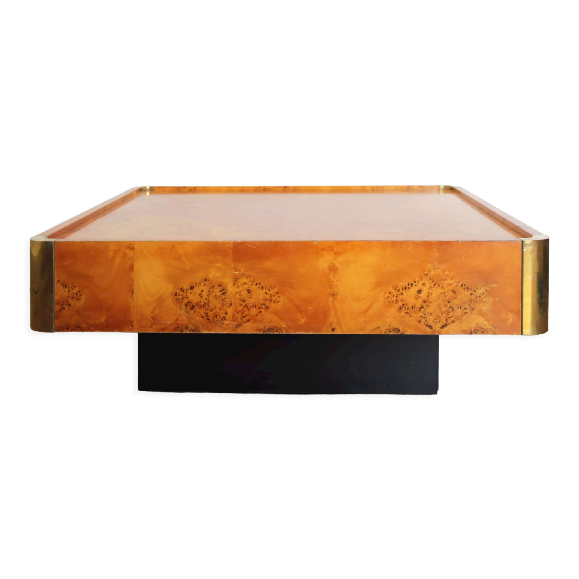 Table basse en loupe de bois pour Mario Sabot