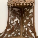 Hand-cut wooden corner shelf with bird decoration from the 1900s