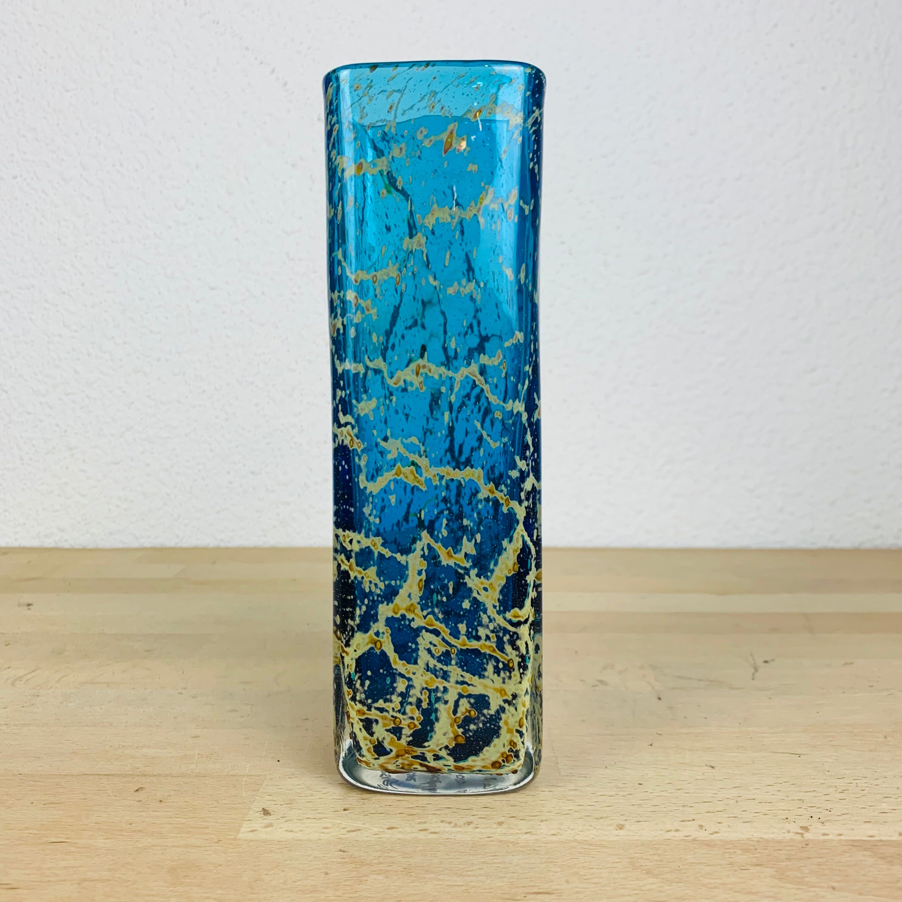 Vase verre Gozo Cittadella bleu et doré