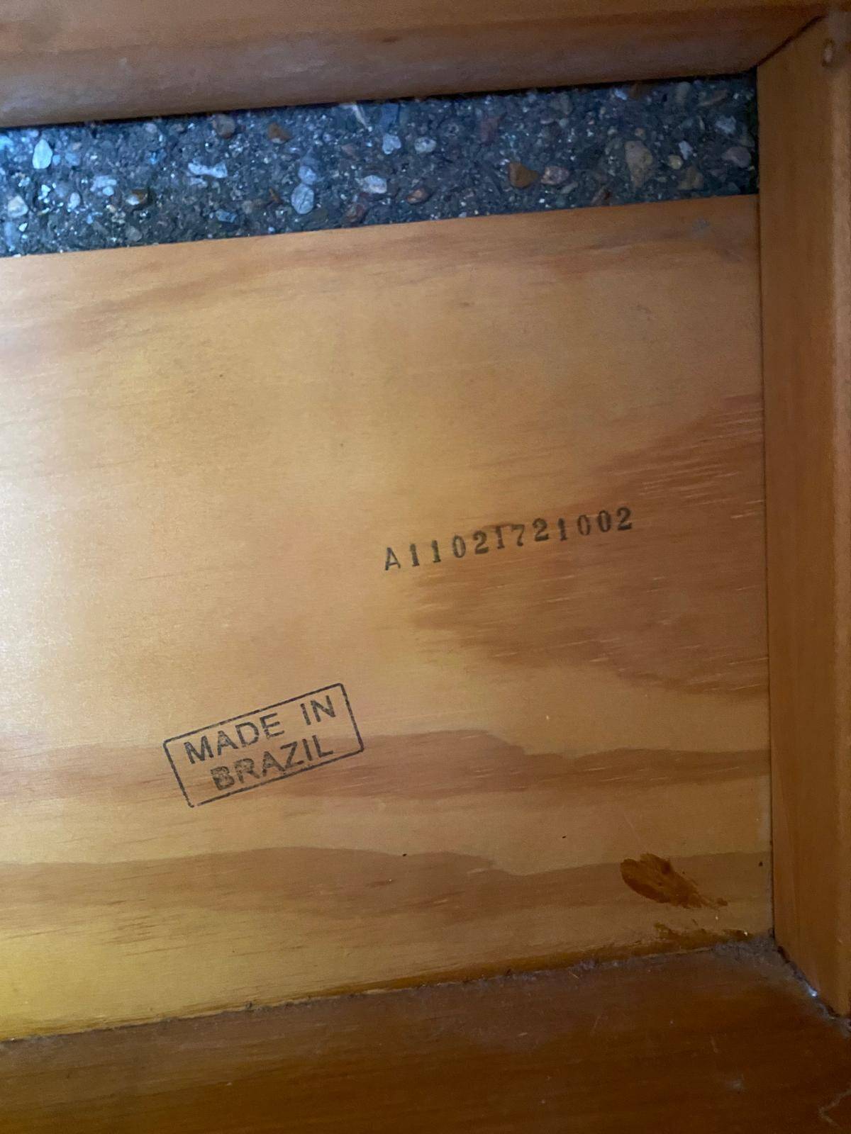 Solid pine wood TV unit stained with drawer and storage.