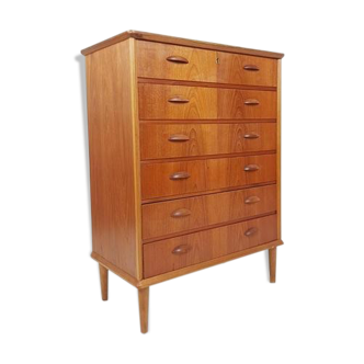 Danish chest of drawers 6 drawers teak veneer
