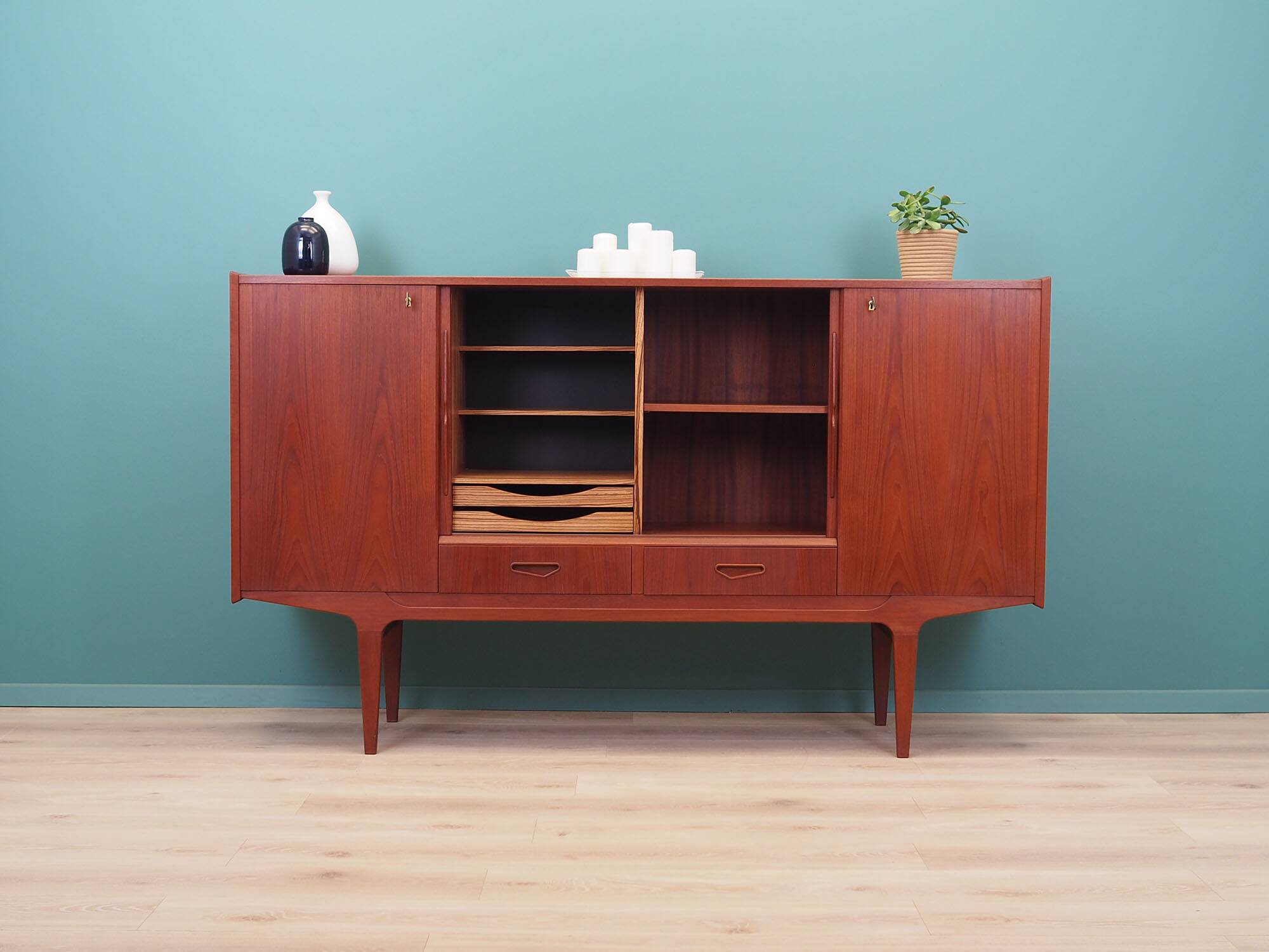 Teak highboard, Danish design, 1960s, production: Denmark
