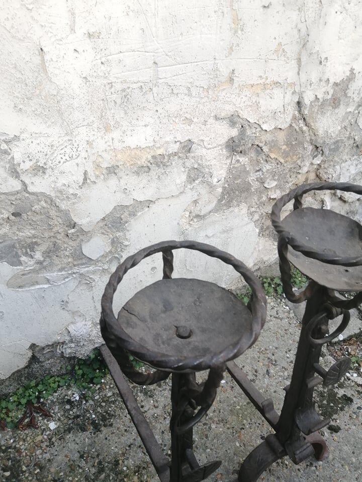 Pair of cast iron chenets