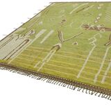 Handmade Turkish One of a Kind 280 cm x 374 cm Green Wool Carpet