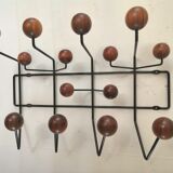 Hang It Hall coat rack, Eames Vitra edition design, walnut and chocolate steel structure