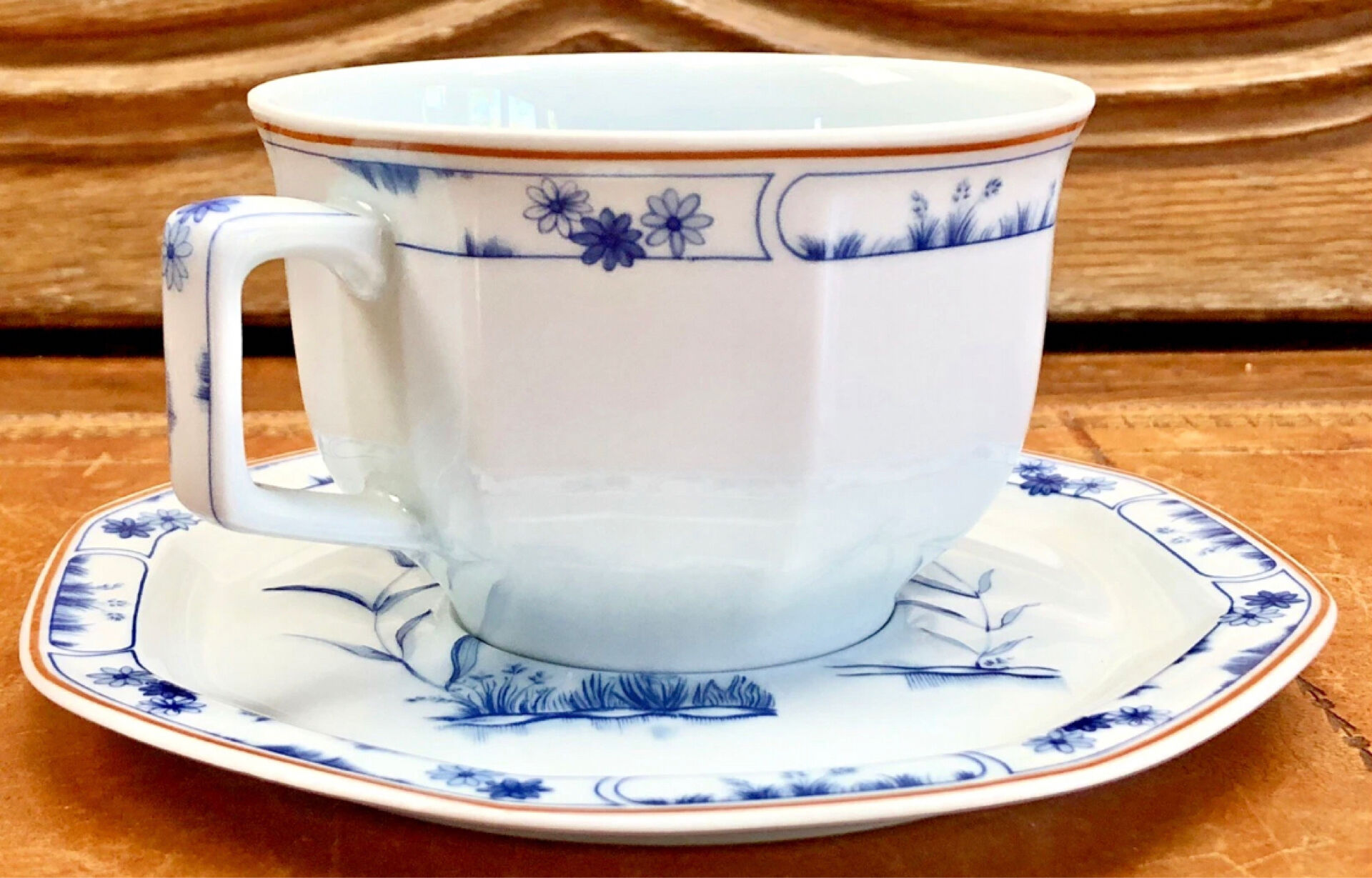 6 octagonal tea cups and saucers porcelain Haviland Limoges