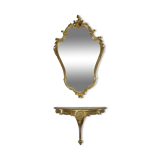 Gilded Rococo Style Mirror With Console Acanthus France