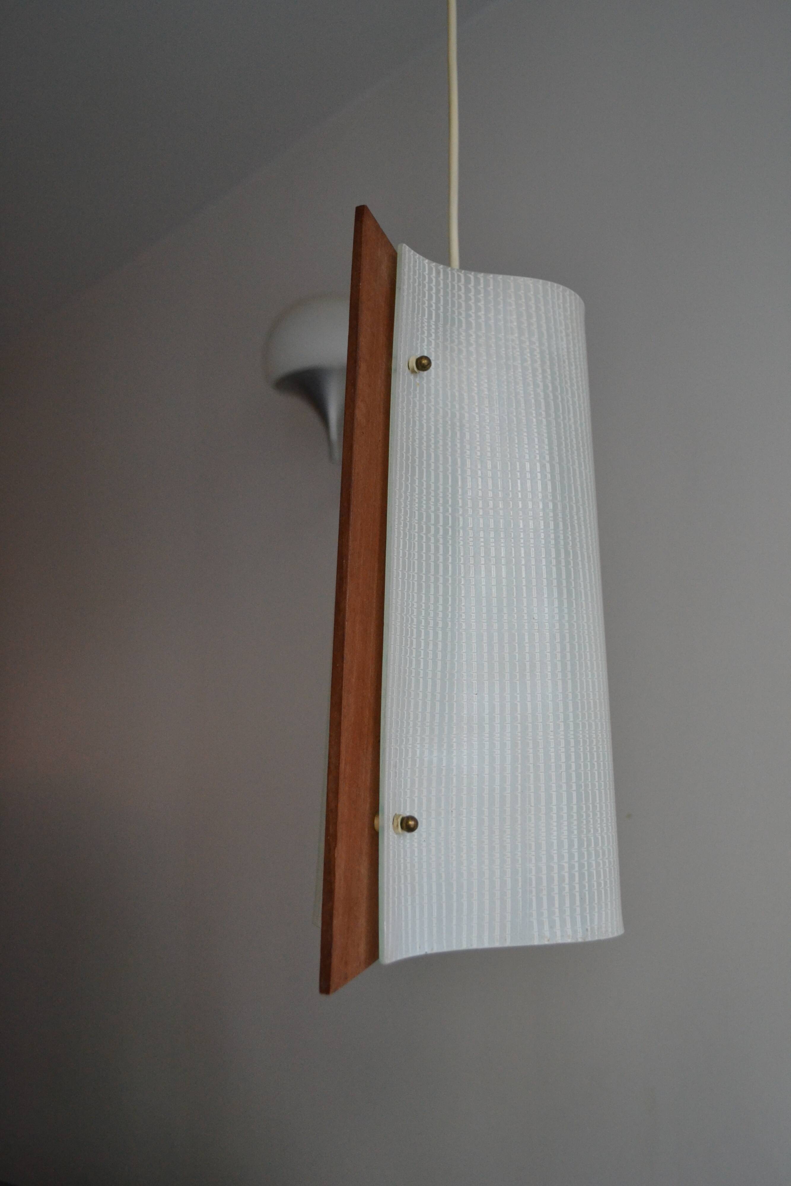 Scandinavian hanging chandelier teak and glass