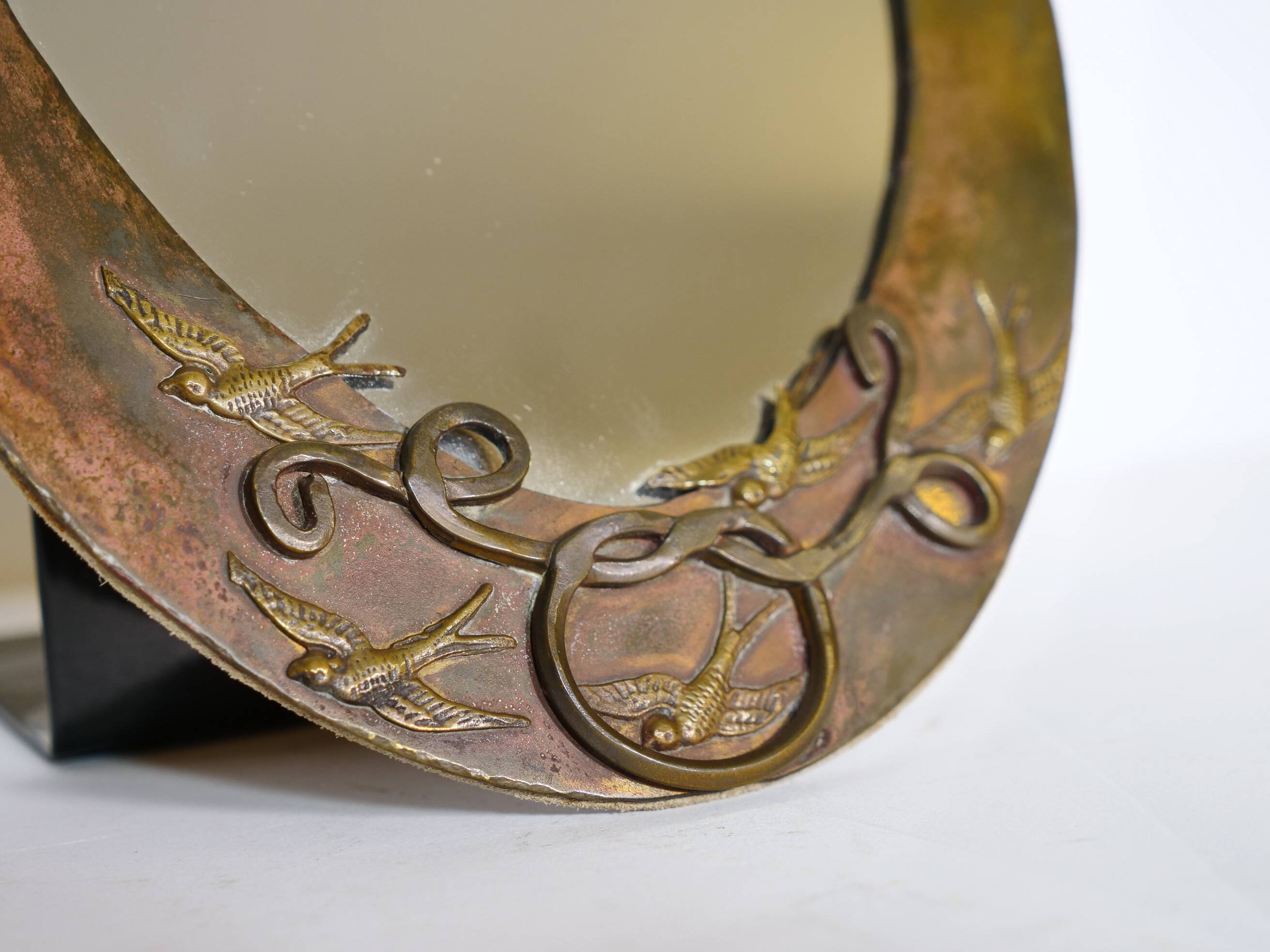 French Art Nouveau Vanity Mirror in Metal, circa 1900