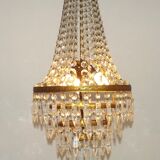 1900s Brass and Crystal Cascade Chandelier