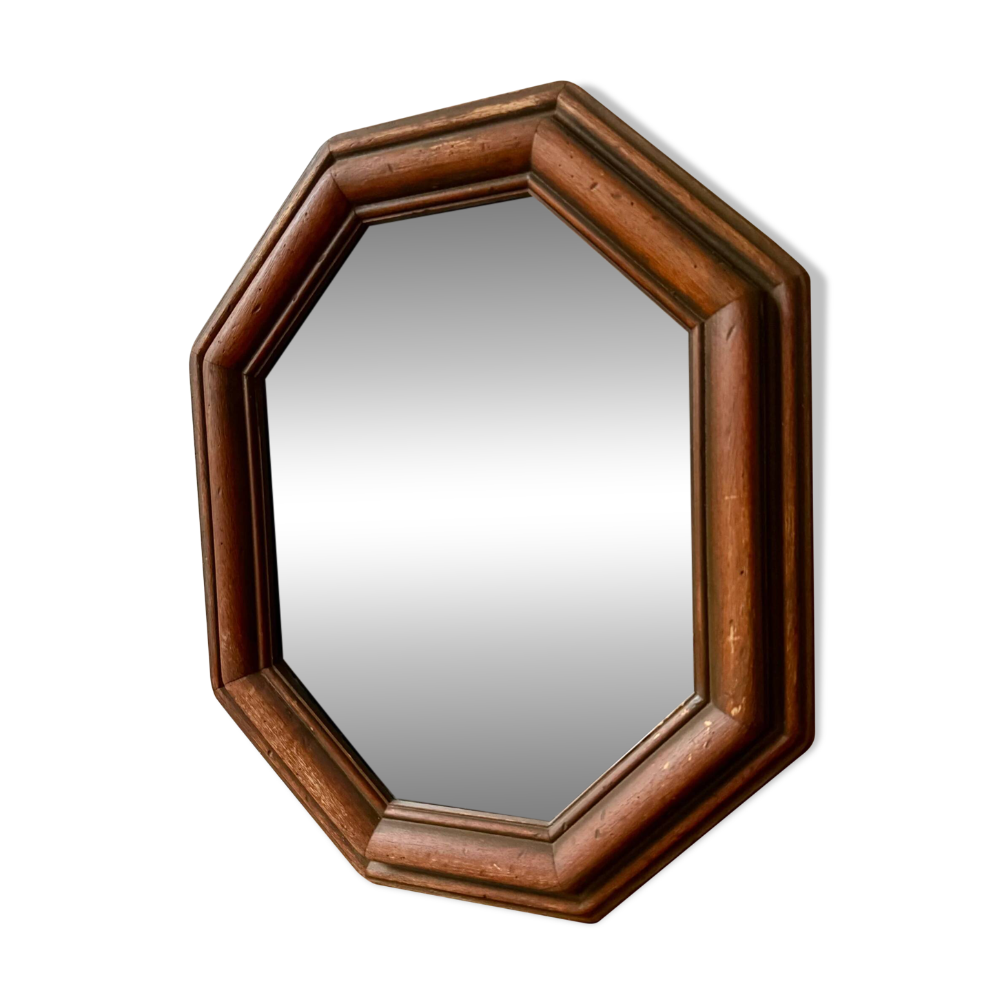 Octagonal wooden mirror