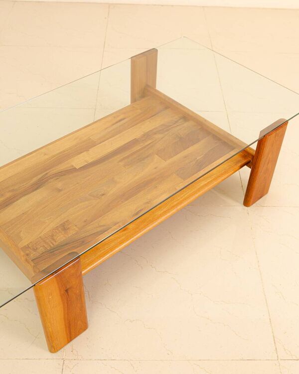 Table basse ''Sapporo'' en noyer par Mario Marenco pour Mobil Girgi 70's