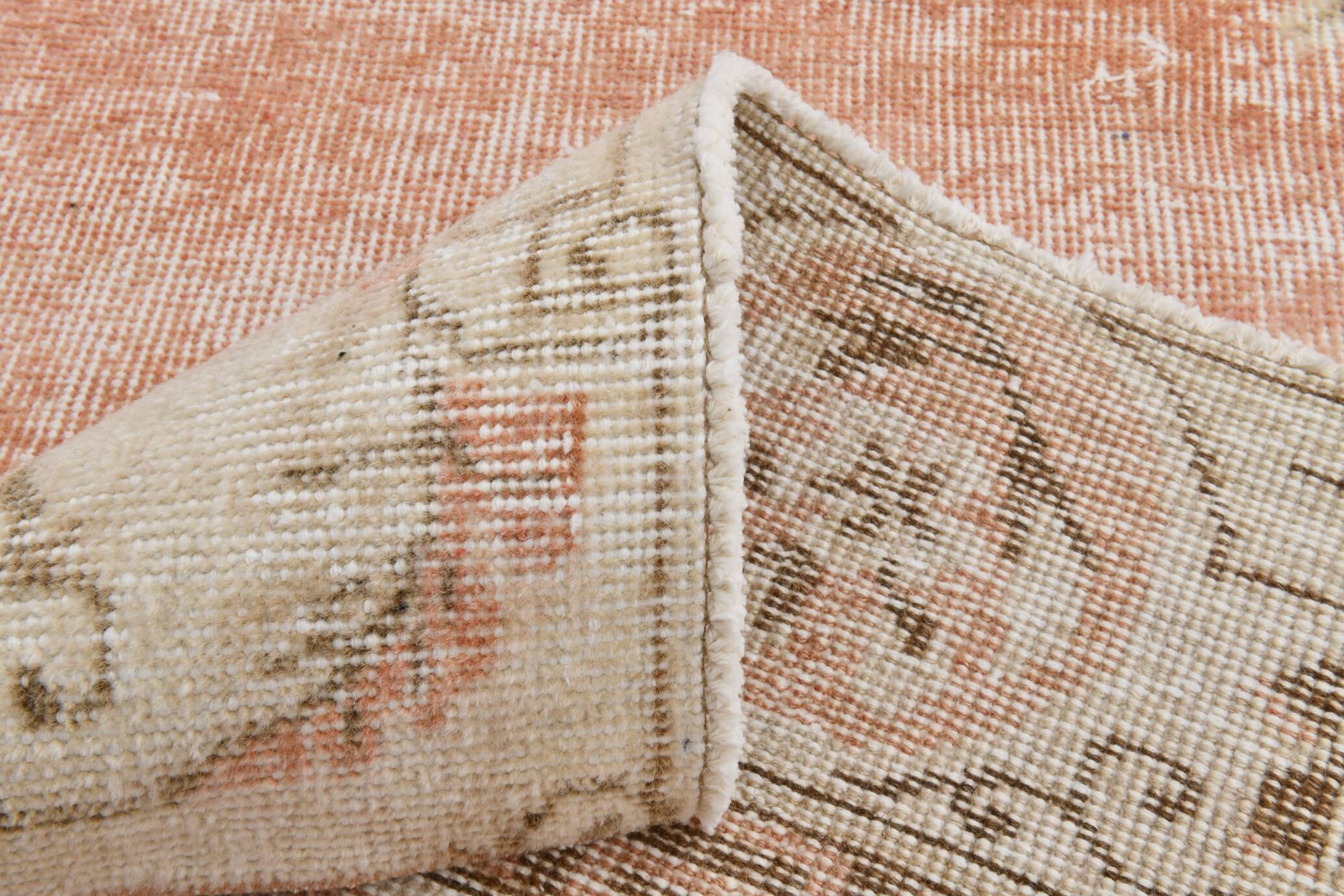 Pale Red & Beige Turkish Runner Rug, 71x301Cm