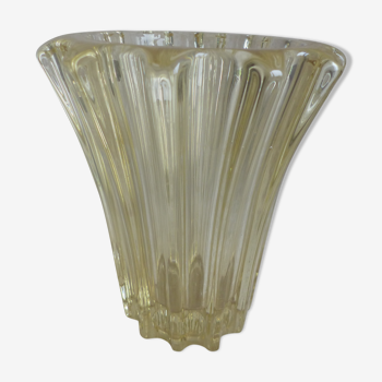Vase en verre jaune de  pierre d' Avesn  made in France