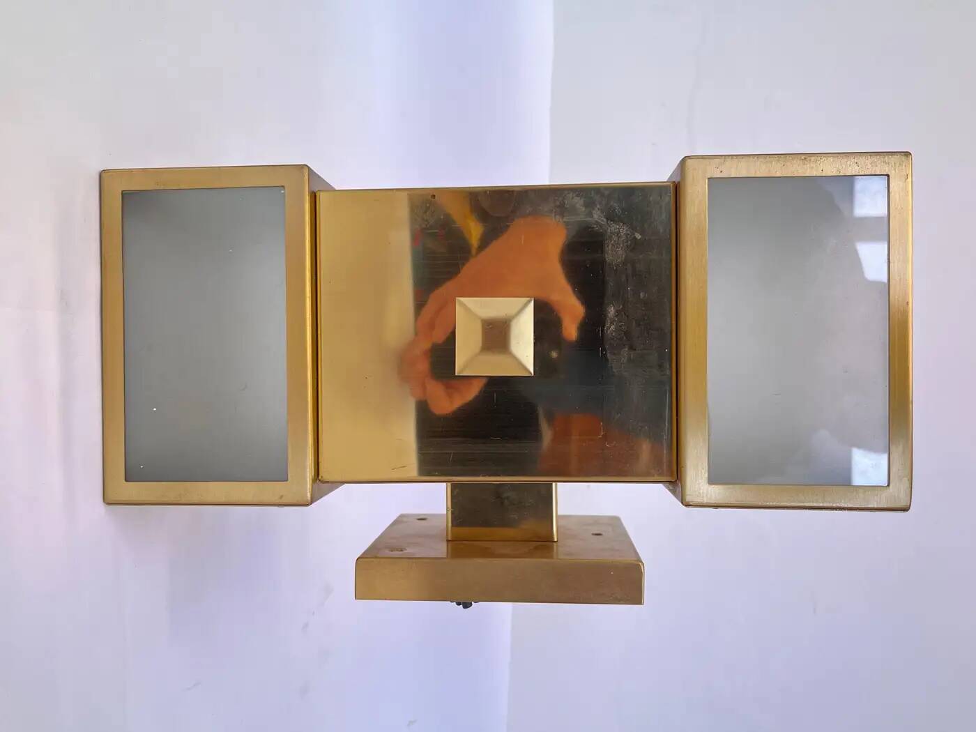 Applique murale ou plafonnier XXL en laiton, design années 1980 / Tchécoslovaquie