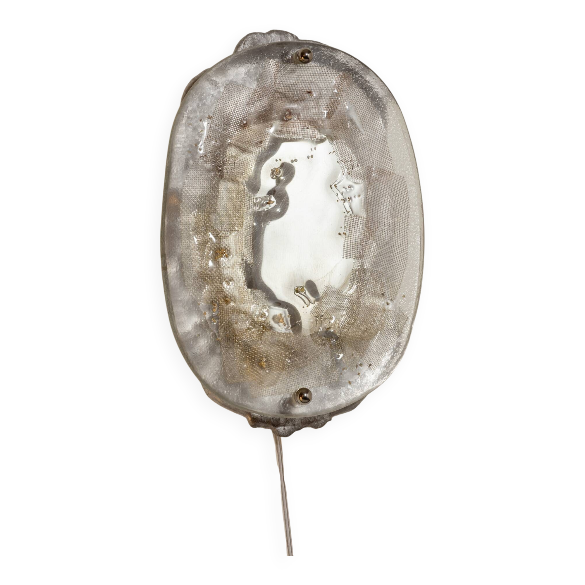 Glass, brass and aluminum wall light No.10