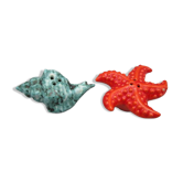 Vintage ceramic salt and pepper shaker set "starfish and seashell"