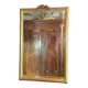 Beveled glass fireplace mirror, wood & gilded stucco, Louis XVI style floral decor