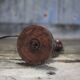 Wood lamp, wooden and vintage copper lamp base, table lamp.
