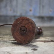 Wood lamp, wooden and vintage copper lamp base, table lamp.