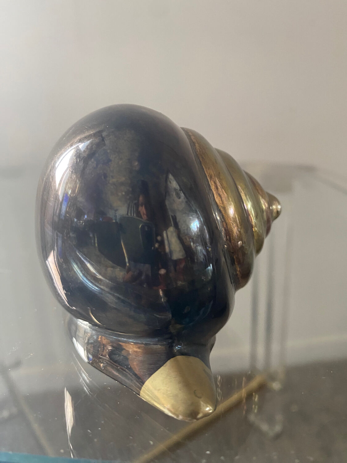 Vintage brass snail paperpress 70s