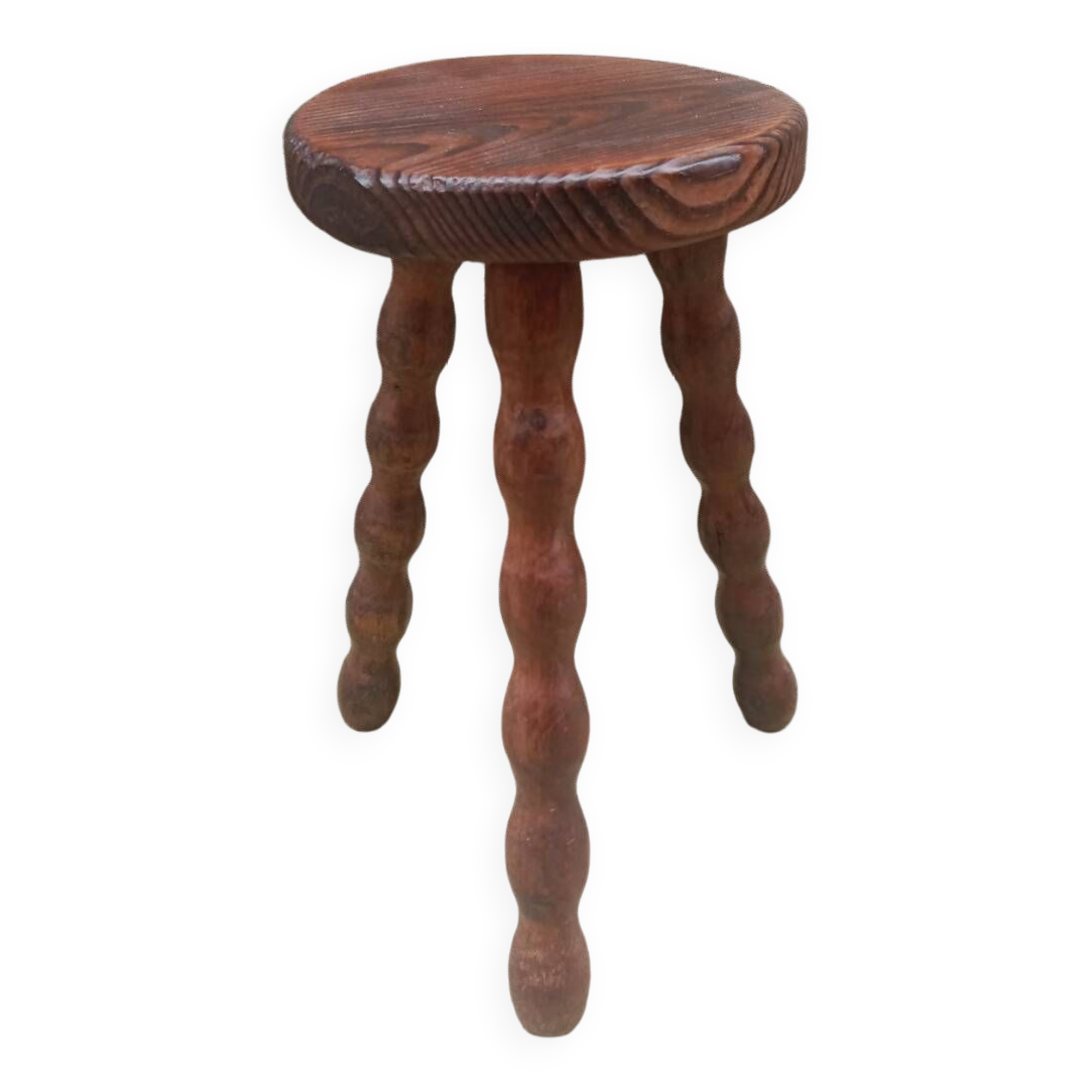 Beaded wood tripod stool